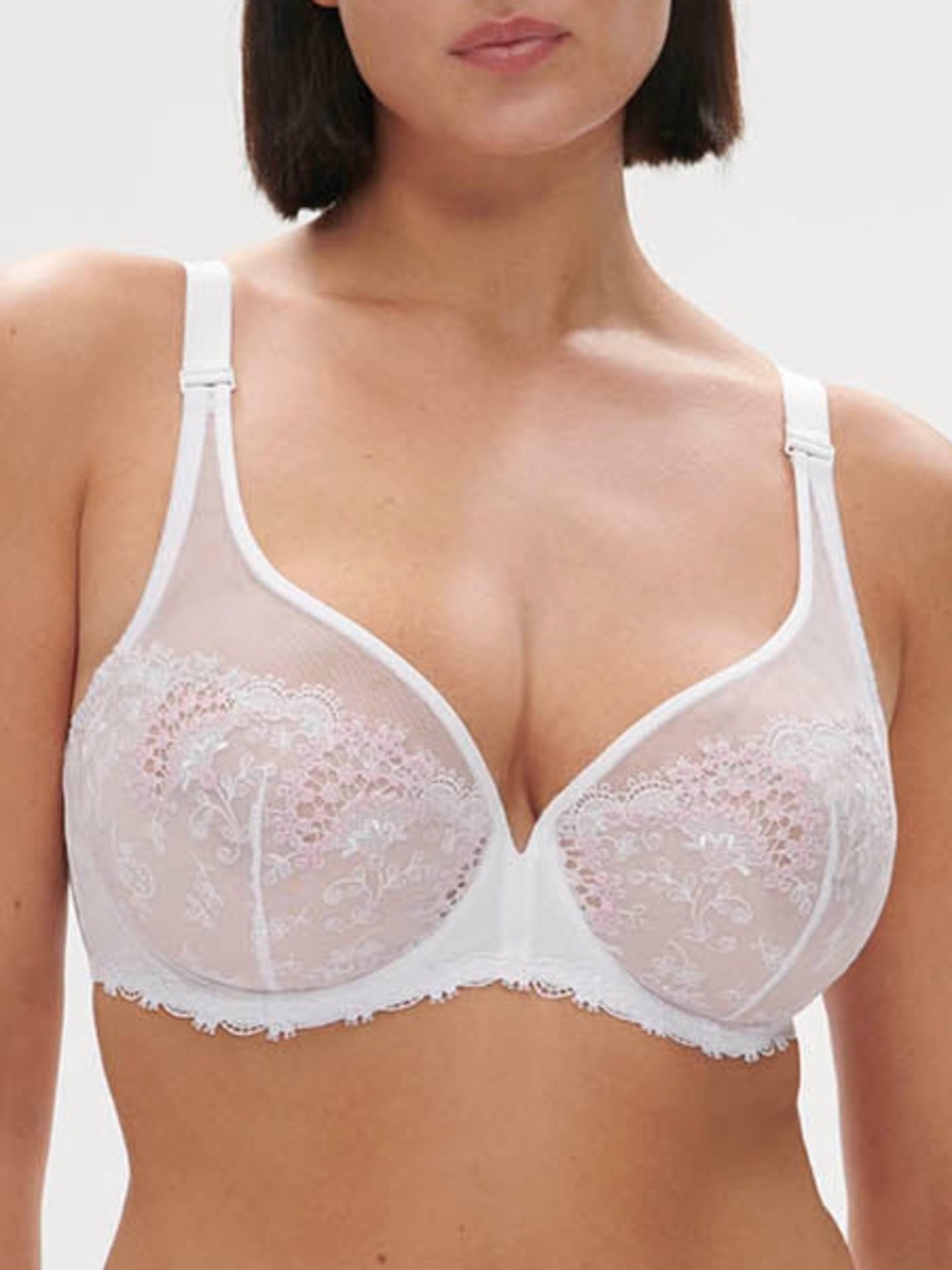 NEW Simone Pérèle Wish Full Coverage Plunge Underwire Bra 12B319 Crystal White
